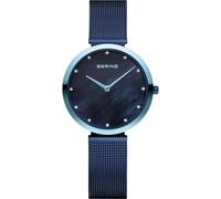 BERING 18132-398 Orologio da polso da donna al quarzo, cassa in acciaio inossidabile blu da 32 mm e quadrante blu, cinturino in maglia milanese, vetro zaffiro, 3 ATM