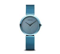 BERING 18132-Charity2 Orologio da polso da donna al quarzo, cassa in acciaio inossidabile blu da 32 mm e quadrante blu, cinturino in maglia milanese, vetro zaffiro, 3 ATM