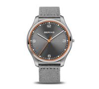 BERING 18342-577 Orologio da uomo al quarzo, orologio da polso con cassa in acciaio inox grigia da 43 mm, quadrante grigio, cinturino Nato, vetro zaffiro, 3 ATM