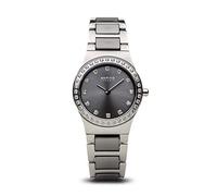 BERING 32426-703 Orologio da polso al quarzo da donna, cassa in acciaio inox color argento da 26 mm, quadrante grigio, cinturino in acciaio inox con elementi in ceramica, 5 ATM