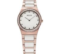 BERING 32430-761 Orologio da polso al quarzo da donna, cassa in acciaio inox color oro rosa da 30 mm, quadrante bianco, cinturino in acciaio inox con elementi in ceramica, 5 ATM