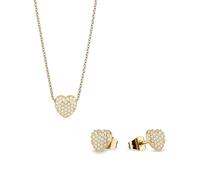 BERING 468-768 - Parure da donna con collana e orecchini a forma di cuore con zirconi | Pietra in stile pavé, in acciaio inox lucido, Arctic Symphony, vita quotidiana e occasioni, collana + orecchini