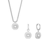 BERING Arctic Flowers - Parure di gioielli con collana e orecchini a cerchio in argento, Einheitsgröße, Acciaio inossidabile, Zirconia cubica