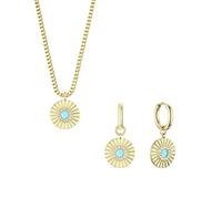 BERING Arctic Flowers - Set di gioielli da donna in acciaio inox, colore: oro e blu