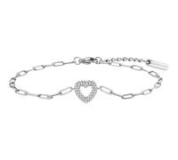BERING Bracciale da donna in acciaio inox argentato, motivo a cuore, 18 cm