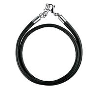 Bering Bracciale o collana per Charm Pelle Nero Acciaio inox 411 - 861 X6, acciaio inossidabile, cod. 411-861-X6