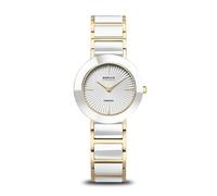 BERING Ceramic Orologio da donna in acciaio inox con elementi in ceramica, bicolore oro bianco, vetro zaffiro, 4 diamanti, movimento al quarzo, 29 mm