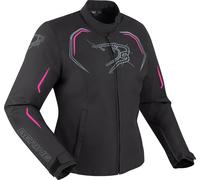 Bering Dundy impermeabile Giacca tessile moto da donna, nero-rosa, taglia 38 per donne