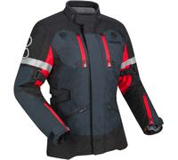 Bering Halifax 17353 impermeabile Giacca tessile moto da donna, nero-grigio-rosso, taglia 42 per donne