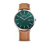 BERING Orologio analogico da uomo solare con cinturino in pelle di vitello 15439-508, cinghia