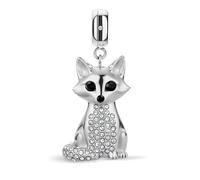BERING PolarFox - Ciondolo a forma di volpe polare in acciaio inox con zirconi, Einheitsgröße, Acciaio inossidabile Zirconia cubica acciaio inossidabile zirconi Cristalli neri, Zirconia cubica