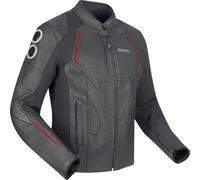 Bering Radial Giacca in pelle/tessuto da moto, nero/rosso, Taglia XXL