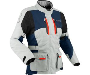Bering Siberia impermeabile Giacca tessile moto da donna, grigio/blu/rosso, Taglia 46