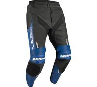Bering Snap Pantaloni moto in pelle/tessuto, nero-blu, taglia L per maschi