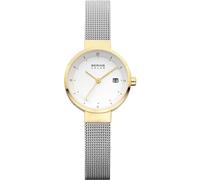 BERING Solar 14426-010 Orologio da polso da donna, cassa in acciaio inossidabile color oro da 26 mm e quadrante bianco, cinturino in maglia milanese, vetro zaffiro, 5 ATM