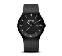 BERING Solar 14440-222 Orologio da polso da uomo, cassa in acciaio inossidabile nera da 40 mm e quadrante nero, cinturino in maglia milanese, vetro zaffiro, 5 ATM