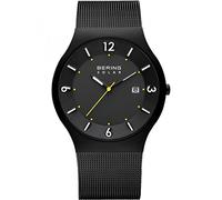 BERING Solar 14440-223 Orologio da polso da uomo, cassa in acciaio inossidabile nera da 40 mm e quadrante nero, cinturino in maglia milanese, vetro zaffiro, 5 ATM