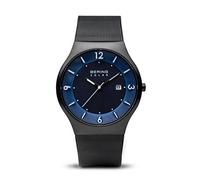 BERING Solar 14440-227 Orologio da polso da uomo, cassa in acciaio inossidabile nera da 40 mm e quadrante blu, cinturino in maglia milanese, vetro zaffiro, 5 ATM