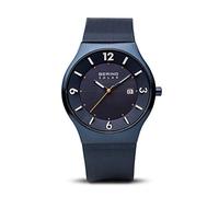 BERING Solar 14440-393 Orologio da polso da uomo, cassa in acciaio inossidabile blu da 40 mm e quadrante blu, cinturino in maglia milanese, vetro zaffiro, 5 ATM