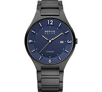 BERING Solar 14440-727 Orologio da polso da uomo, cassa in titanio nera da 40 mm e quadrante blu, cinturino in titanio con elementi in titanio, 5 ATM