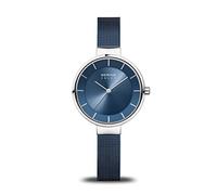 BERING Solar 14631-307 Orologio da polso da donna, cassa in acciaio inossidabile color argento da 31 mm e quadrante blu, cinturino in maglia milanese, vetro zaffiro, 5 ATM