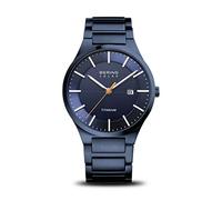 BERING Solar 15239-797 Orologio da polso da uomo, cassa in titanio blu da 39 mm e quadrante blu, cinturino in titanio con elementi in titanio, 10 ATM