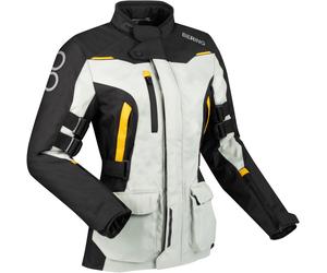 Bering Zephyr impermeabile Giacca tessile moto da donna, nero-grigio-giallo, taglia 44 per donne