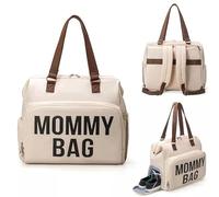 BERIO Mommy Bag bianco, borsa fasciatoio, maternità, zaino, borsa da viaggio, grande capacità, fasciatoio regolabile, borsa termica, passacavo, organizer per passeggino XXL, bianco, L