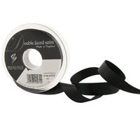 Berisfords 3501 Nastro di Raso Double Face, Poliestere, Nero, 15 mm
