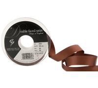 Berisfords 3501 Nastro Double-Face in Raso 20 m x 15 mm, Marrone Scuro