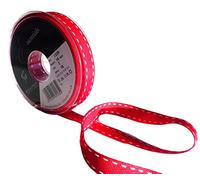 Berisfords Nastro Grosgrain impunturato 15 mm, Rosso/Bianco