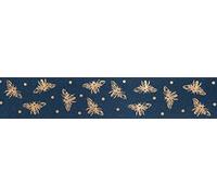 Berisfords Nastro in poliestere, blu navy/oro, 15 mm x 20 m