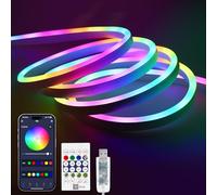 BERIXDEEP 3 Metri Striscia LED Neon RGB IC, USB 5V Flessibile Luce LED con App Intelligente e Telecomando, Colore Dinamico, Striscia LED Indirizzabile per Camera da letto, Soggiorno, Sala Giochi