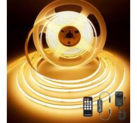 BERIXDEEP Nastro LED COB 3 m, striscia luminosa LED dimmerabile con telecomando e alimentazione, DC24 V, CRI>92, larghezza 8 mm, nastro LED bianco caldo per decorazione della camera, 2700 K