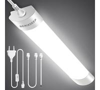 BERIXDEEP Plafoniera LED Soffitto Regolabile CCT 120cm, Neon LED 3000K-6500K con Interruttore, Tubo Impermeabile IP65 per Garage, Capanno, Officina, Ufficio, Serra, Banco da lavoro, 36W