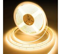 BERIXDEEP Striscia LED COB 15 Metri, Striscia LED Bianco Caldo con 384LEDs/m, Larghezza 10mm, CRI 90+, Striscia Dimmerabile DC24V per Camera da Letto, Cucina, Specchio (senza alimentazione), 3000K