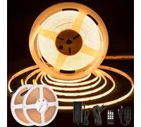 BERIXDEEP Striscia LED COB 20 Metri, Striscia LED Bianco Caldo con Telecomando e Alimentatore, CRI>92, DC24V, 480LEDs/M, Larghezza 8mm, 2 * 10 metri, 2700K