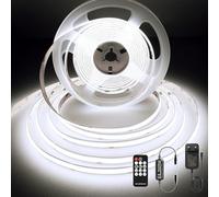 BERIXDEEP Striscia led COB 3M, striscia dimmerabile con comando e alimentazione, DC24V, CRI>90, 8 mm larghezza, striscia luci continue per decorazione camera da letto, bianco freddo 6000 K