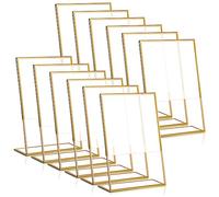 berjalan 12Piece Gold Frame Acrilico Sign Holder Wedding Table Number Holder Menu Inclinato Double Sided Stand 4X6Inch Verticale