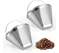 berjalan Filtro per caffè in Acciaio, Adatto per la Sostituzione del Filtro per caffè, Filtro per caffè Permanente a 4 Coni, 2 Pezzi