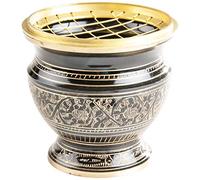 Berk - Inner Worlds KH-515-L - Bruciatore per incenso, con griglia, in Ottone, Colore: Nero/Oro