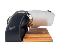 Berkel Home Line 200 Plus - Affettatrice elettrica, lama 195 mm, con tagliere in legno di quercia fatto a mano, colore: Nero opaco