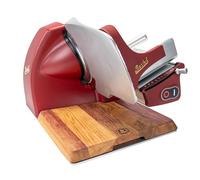 Berkel Home Line 200 Plus Affettatrice - Rosso Opaco - Elettrico & Compatto - Ideale per prosciutto, pane e formaggio - Affettatrice di design con tagliere in legno di quercia fatto a mano