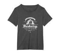 Berkeley CA Sailboat T-Shirt Vintage Nautical Backback Tee Maglietta, Donna Plus-Size, Grigio Scuro, 6X