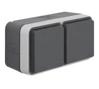 BERKER 47753525 - Steckdose 2fach waag. m. Klappd. AP, 4 Schieber, W.1,grau