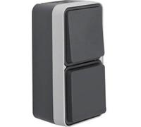 BERKER 47803515 - Kombination Wechselschalter/Steckdose mit Klappdeckel AP W.1 gra
