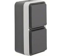 BERKER 47703525 - Steckdose 2fach senkrecht mit Klappdeckel AP, W.1, grau