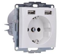 Berker 48038989 - Type-F + 2 x USB-A - USB 2.0 - 5 - 35 °C - White - Thermopla