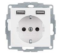 Berker 48038989 - Type-F + 2 x USB-A - USB 2.0 - 5 - 35 °C - White - Thermopla