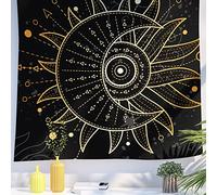 Berkin Arts Arazzo decorativo appendere alla parete, sfondo in tessuto di poliestere premium Arte spaziale Oro galattico ornato Mandala del loto gigante 150 x 200 CM